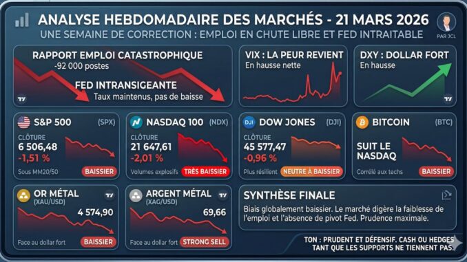 Analyse hebdomadaire des marchés du 21 mars 2026