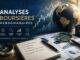 Global stock market analysis theme with financial charts, a globe, and a notebook listing macroeconomy, trends, results, market sentiment, and risk management on a desk.